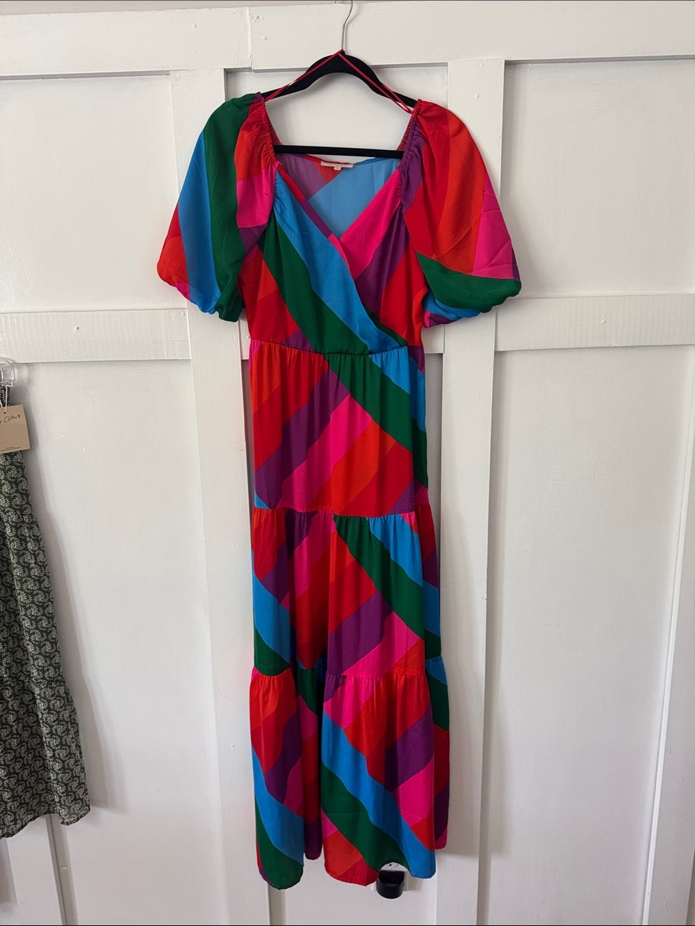 Skies Are Blue Bold Diagonal Stripe Maxi Dress - Red Pink Blue Green Purple